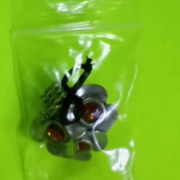 Silvertone amber color Rivoli flower 🌸 floral stretch adjustable ring - Picture 2 of 5